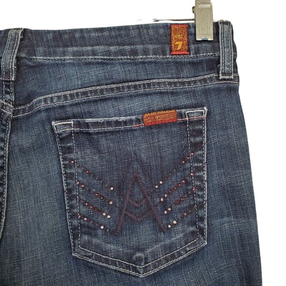 7 For All Mankind Womens Size 30 Jeans Swarovski Crystal A Pocket Stretch Flare - Picture 13 of 13